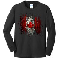 Ripped Canada Canadian Torn Flag Kids Long Sleeve Shirt