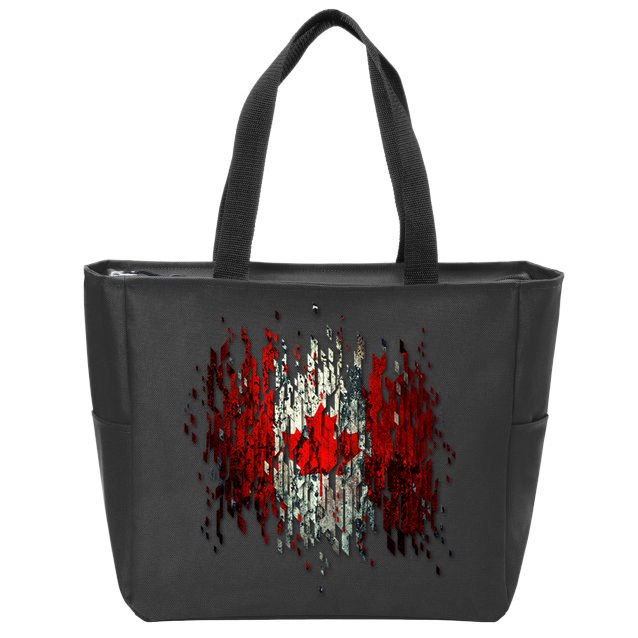 Ripped Canada Canadian Torn Flag Zip Tote Bag
