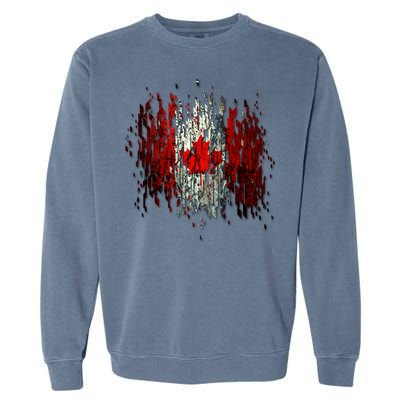 Ripped Canada Canadian Torn Flag Garment-Dyed Sweatshirt