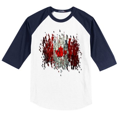 Ripped Canada Canadian Torn Flag Baseball Sleeve Shirt