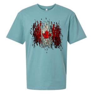 Ripped Canada Canadian Torn Flag Sueded Cloud Jersey T-Shirt