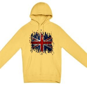 Ripped UK Great Britain Union Jack Torn Flag Premium Pullover Hoodie