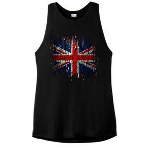 Ripped UK Great Britain Union Jack Torn Flag Ladies PosiCharge Tri-Blend Wicking Tank