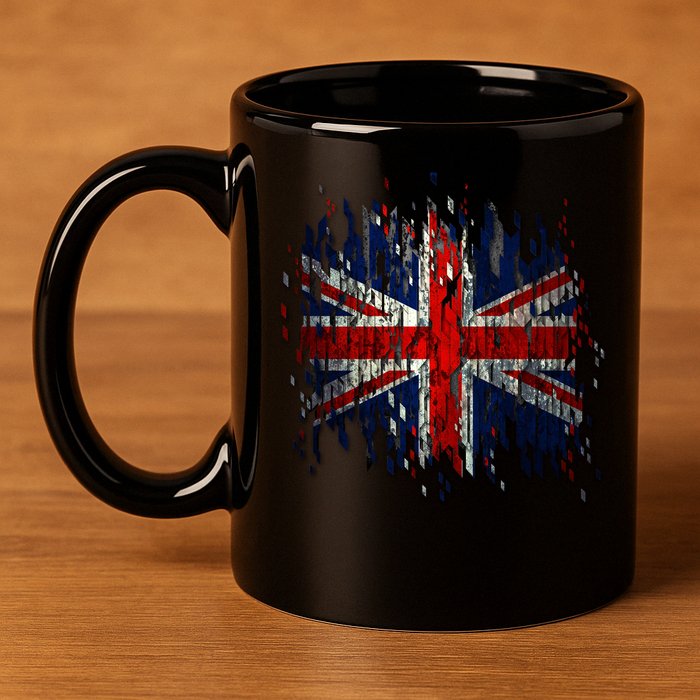 Ripped UK Great Britain Union Jack Torn Flag 11oz C Handle Ceramic Mug