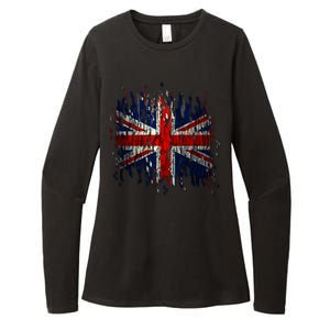 Ripped UK Great Britain Union Jack Torn Flag Womens CVC Long Sleeve Shirt