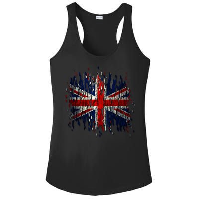 Ripped UK Great Britain Union Jack Torn Flag Ladies PosiCharge Competitor Racerback Tank