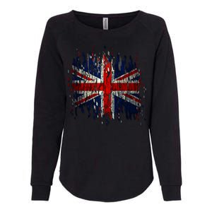 Ripped UK Great Britain Union Jack Torn Flag Womens California Wash Sweatshirt