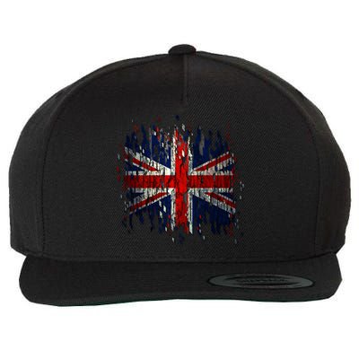 Ripped UK Great Britain Union Jack Torn Flag Wool Snapback Cap