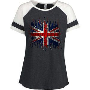 Ripped UK Great Britain Union Jack Torn Flag Enza Ladies Jersey Colorblock Tee