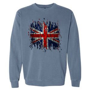 Ripped UK Great Britain Union Jack Torn Flag Garment-Dyed Sweatshirt