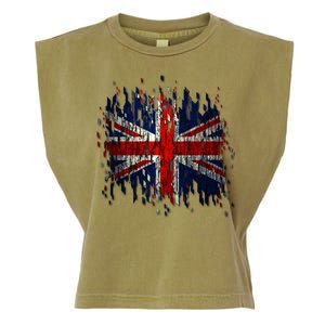 Ripped UK Great Britain Union Jack Torn Flag Garment-Dyed Women's Muscle Tee