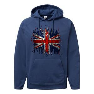 Ripped UK Great Britain Union Jack Torn Flag Performance Fleece Hoodie