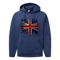 Ripped UK Great Britain Union Jack Torn Flag Performance Fleece Hoodie