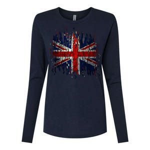 Ripped UK Great Britain Union Jack Torn Flag Womens Cotton Relaxed Long Sleeve T-Shirt