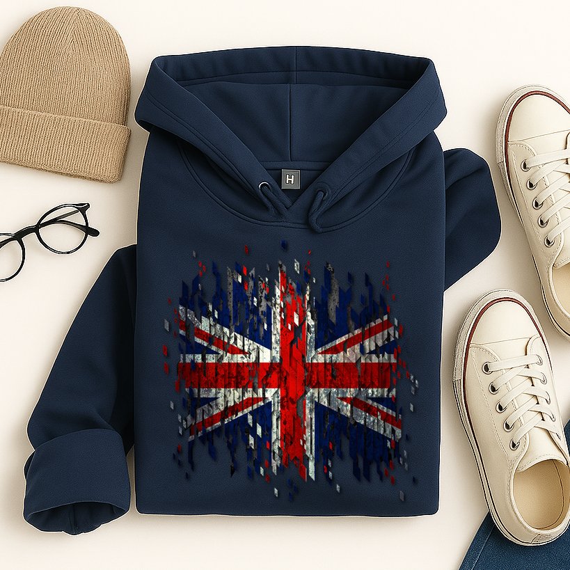 Ripped UK Great Britain Union Jack Torn Flag Hoodie