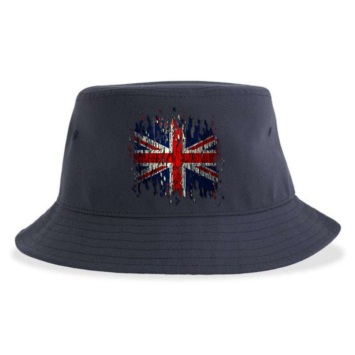 Ripped UK Great Britain Union Jack Torn Flag Sustainable Bucket Hat