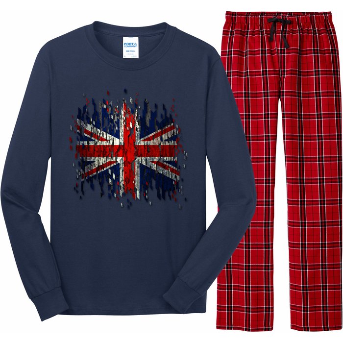 Ripped UK Great Britain Union Jack Torn Flag Long Sleeve Pajama Set