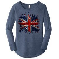 Ripped UK Great Britain Union Jack Torn Flag Women's Perfect Tri Tunic Long Sleeve Shirt