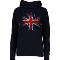 Ripped UK Great Britain Union Jack Torn Flag Womens Funnel Neck Pullover Hood