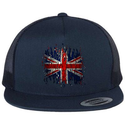 Ripped UK Great Britain Union Jack Torn Flag Flat Bill Trucker Hat