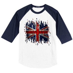 Ripped UK Great Britain Union Jack Torn Flag Baseball Sleeve Shirt