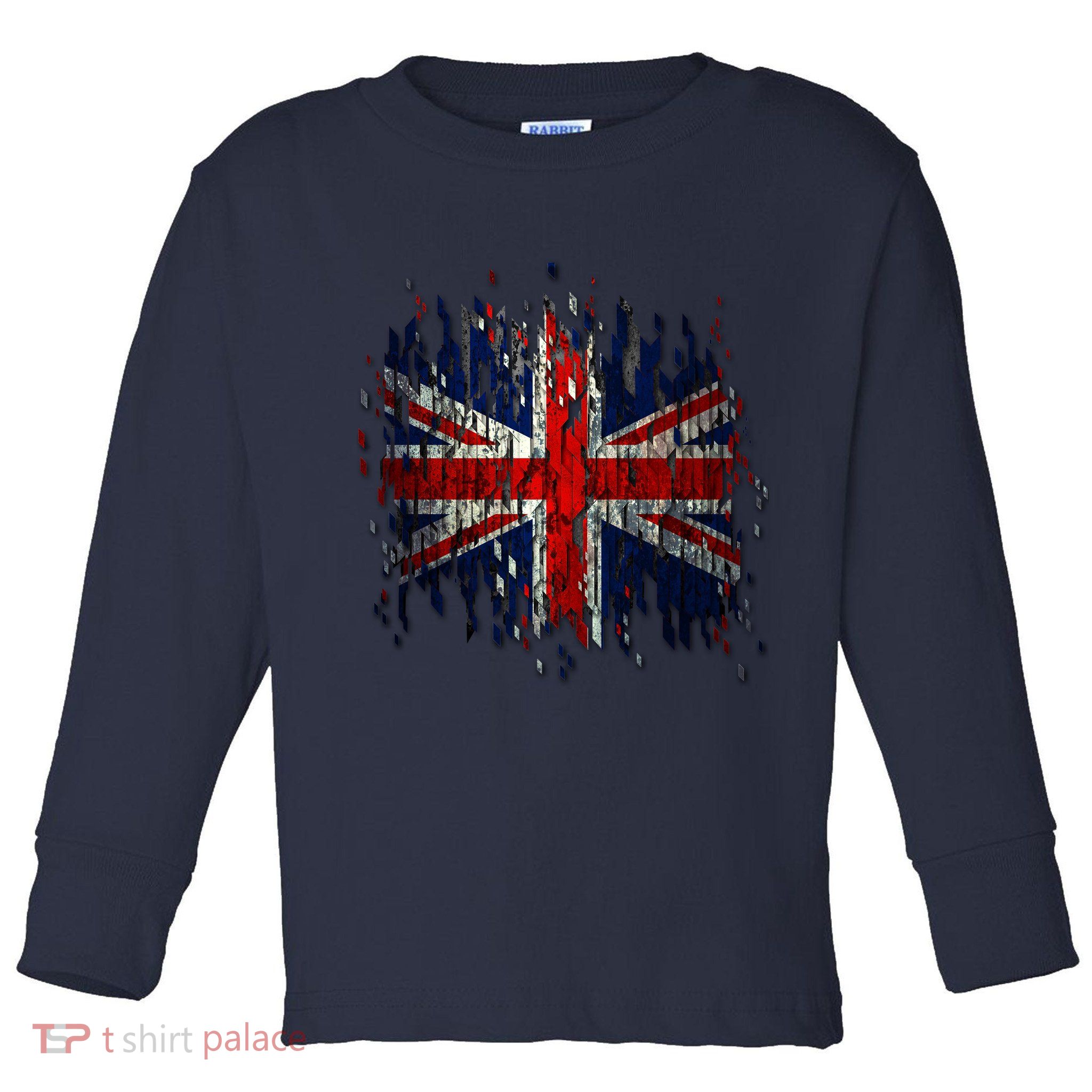 Ripped UK Great Britain Union Jack Torn Flag Toddler Long Sleeve Shirt