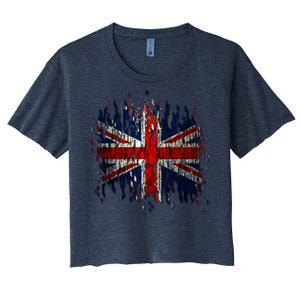 Ripped UK Great Britain Union Jack Torn Flag Women's Crop Top Tee