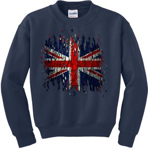 Ripped UK Great Britain Union Jack Torn Flag Kids Sweatshirt