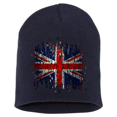 Ripped UK Great Britain Union Jack Torn Flag Short Acrylic Beanie