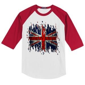 Ripped UK Great Britain Union Jack Torn Flag Kids Colorblock Raglan Jersey