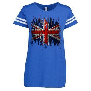 Ripped UK Great Britain Union Jack Torn Flag Enza Ladies Jersey Football T-Shirt