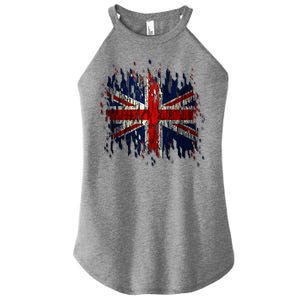 Ripped UK Great Britain Union Jack Torn Flag Women's Perfect Tri Rocker Tank