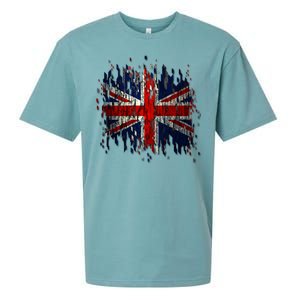 Ripped UK Great Britain Union Jack Torn Flag Sueded Cloud Jersey T-Shirt