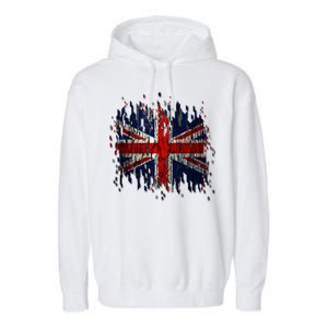 Ripped UK Great Britain Union Jack Torn Flag Garment-Dyed Fleece Hoodie