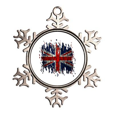 Ripped UK Great Britain Union Jack Torn Flag Metallic Star Ornament