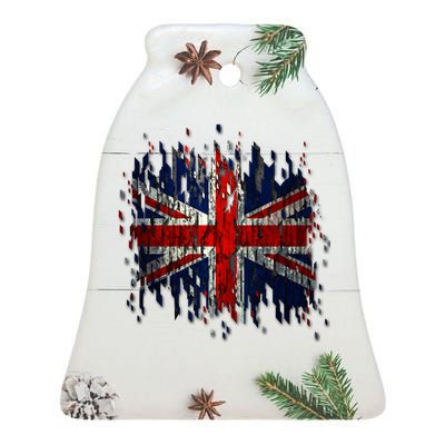 Ripped UK Great Britain Union Jack Torn Flag Ceramic Bell Ornament