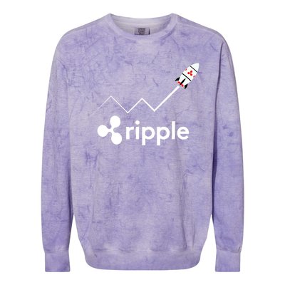 Ripple XRP To the Moon Crypto Rocket Chart Colorblast Crewneck Sweatshirt