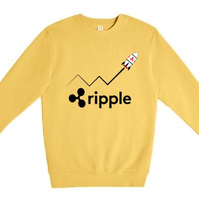 Ripple XRP To the Moon Crypto Rocket Chart Premium Crewneck Sweatshirt