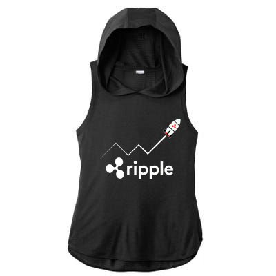 Ripple XRP To the Moon Crypto Rocket Chart Ladies PosiCharge Tri-Blend Wicking Draft Hoodie Tank