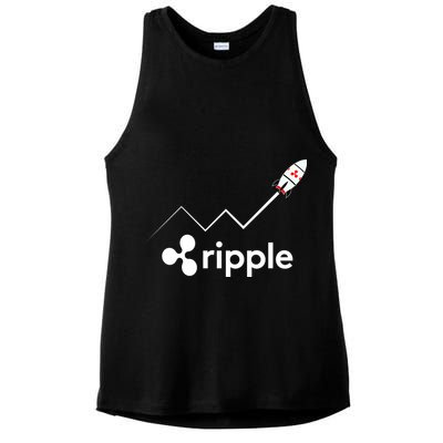 Ripple XRP To the Moon Crypto Rocket Chart Ladies PosiCharge Tri-Blend Wicking Tank