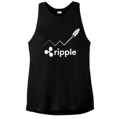 Ripple XRP To the Moon Crypto Rocket Chart Ladies PosiCharge Tri-Blend Wicking Tank