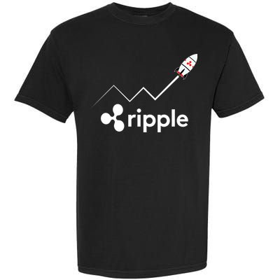 Ripple XRP To the Moon Crypto Rocket Chart Garment-Dyed Heavyweight T-Shirt