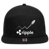 Ripple XRP To the Moon Crypto Rocket Chart 7 Panel Mesh Trucker Snapback Hat