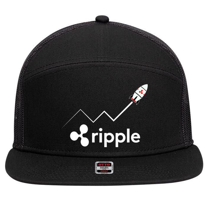 Ripple XRP To the Moon Crypto Rocket Chart 7 Panel Mesh Trucker Snapback Hat