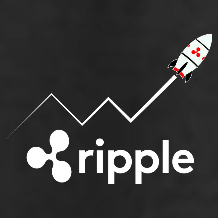 Ripple XRP To the Moon Crypto Rocket Chart 7 Panel Mesh Trucker Snapback Hat