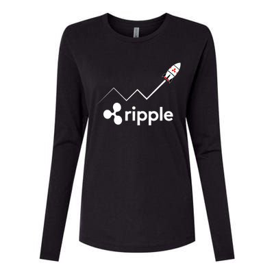 Ripple XRP To the Moon Crypto Rocket Chart Womens Cotton Relaxed Long Sleeve T-Shirt