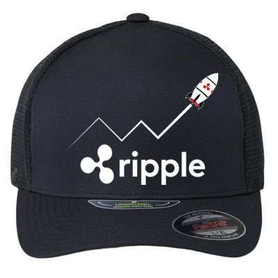 Ripple XRP To the Moon Crypto Rocket Chart Flexfit Unipanel Trucker Cap