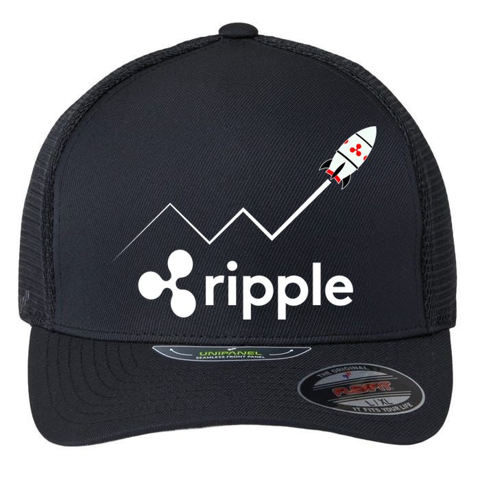 Ripple XRP To the Moon Crypto Rocket Chart Flexfit Unipanel Trucker Cap