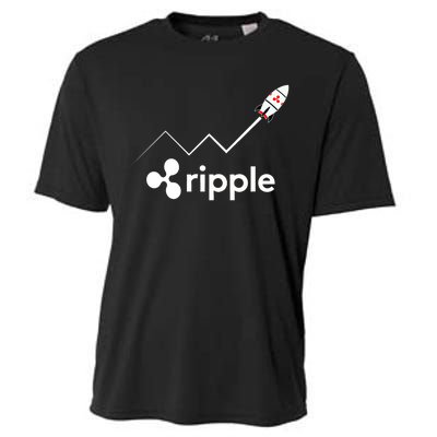 Ripple XRP To the Moon Crypto Rocket Chart Cooling Performance Crew T-Shirt