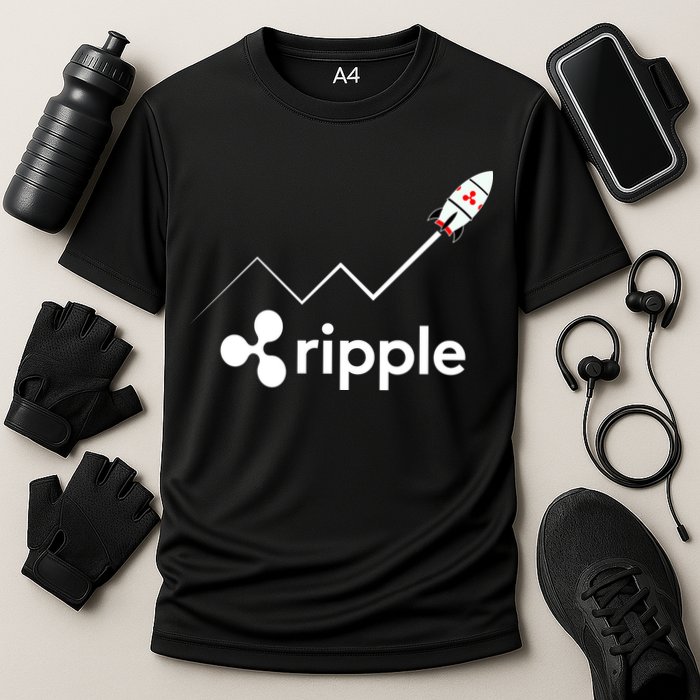 Ripple XRP To the Moon Crypto Rocket Chart Performance Shirt